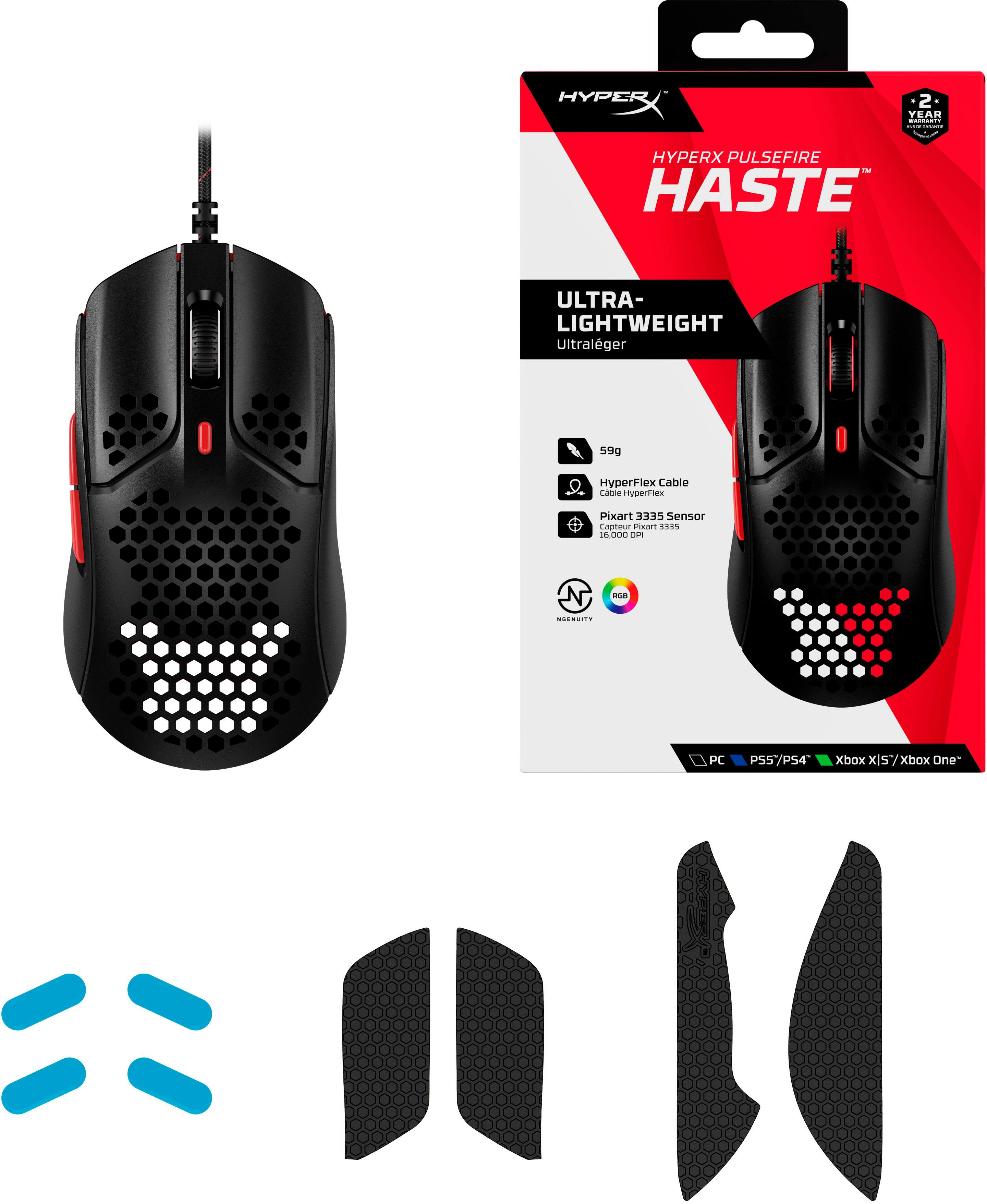 Alt View 15. HyperX - Pulsefire Haste Lightweight Wired Optical Gaming Mouse with RGB Lighting - Black/Red.