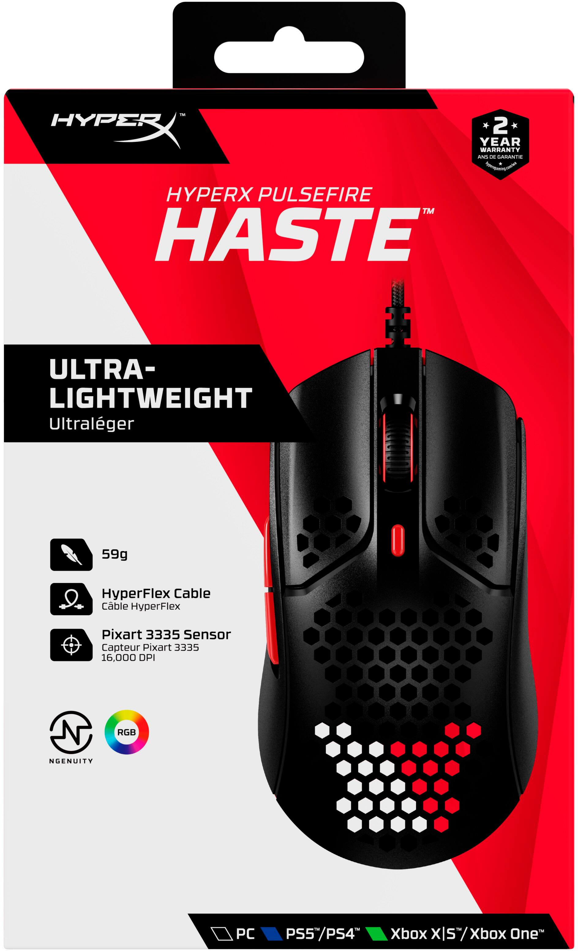Alt View 16. HyperX - Pulsefire Haste Lightweight Wired Optical Gaming Mouse with RGB Lighting - Black/Red.