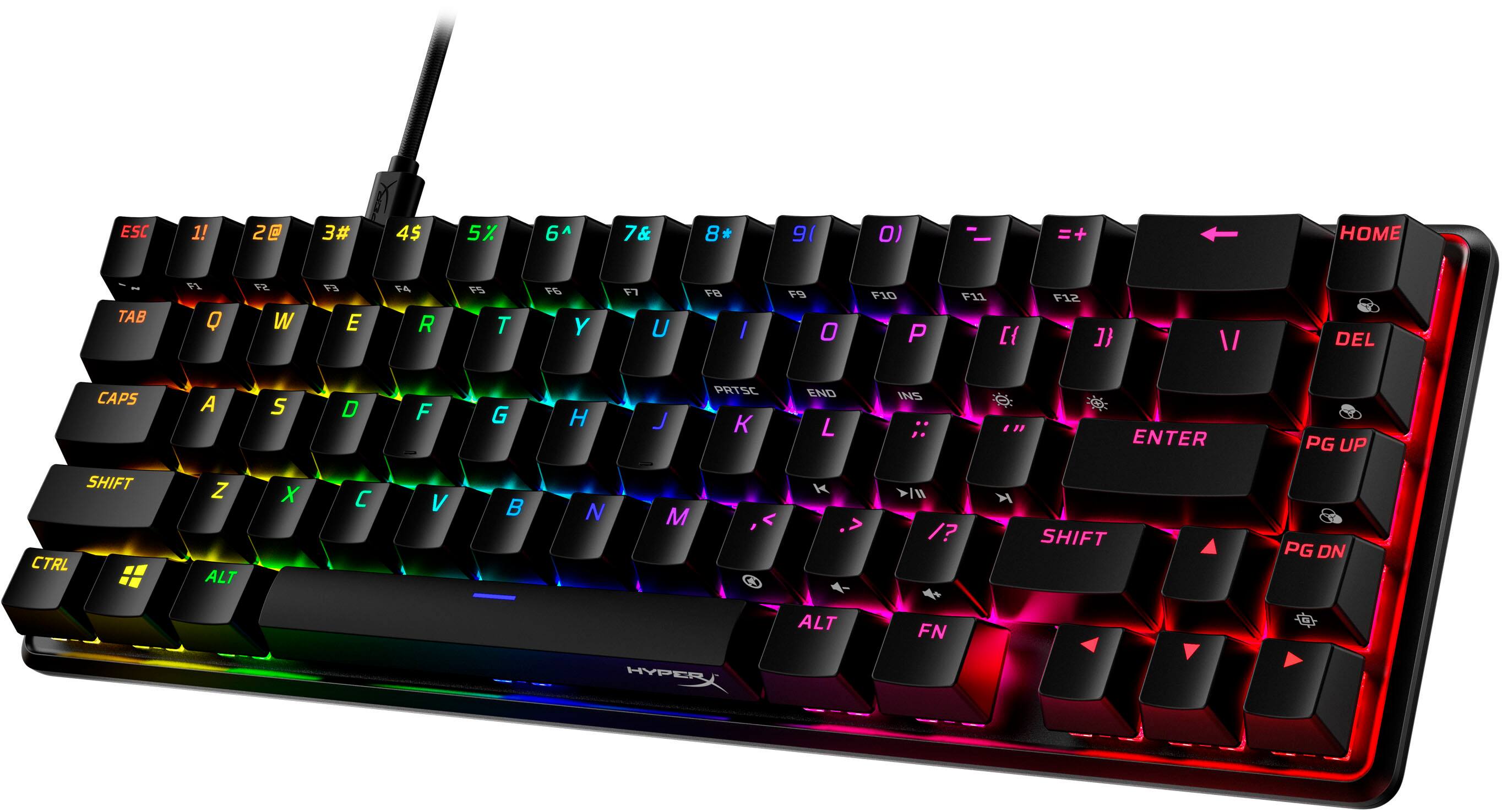 Alt View 17. HyperX - Alloy Origins 65% Compact Wired Mechanical Aqua Tactile Switch Gaming Keyboard with RGB Lighting - Black.