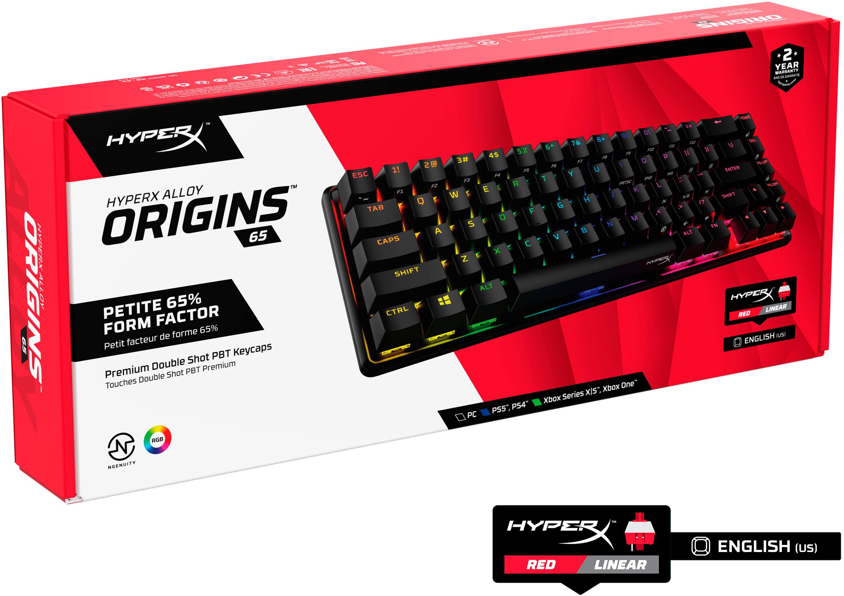 Alt View 17. HyperX - Alloy Origins 65% Compact Wired Mechanical Aqua Tactile Switch Gaming Keyboard with RGB Lighting - Black.