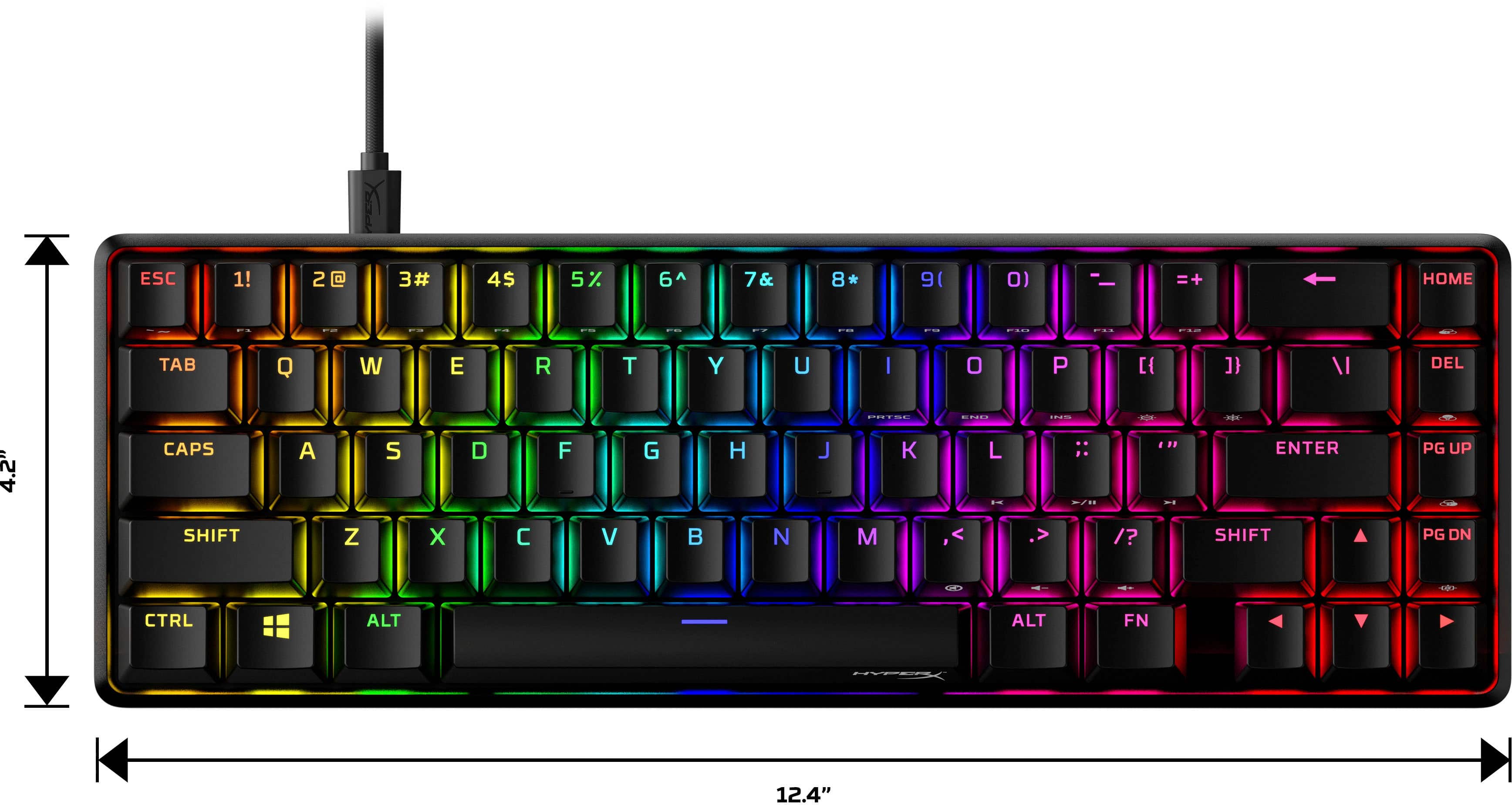 Alt View 14. HyperX - Alloy Origins 65% Compact Wired Mechanical Aqua Tactile Switch Gaming Keyboard with RGB Lighting - Black.