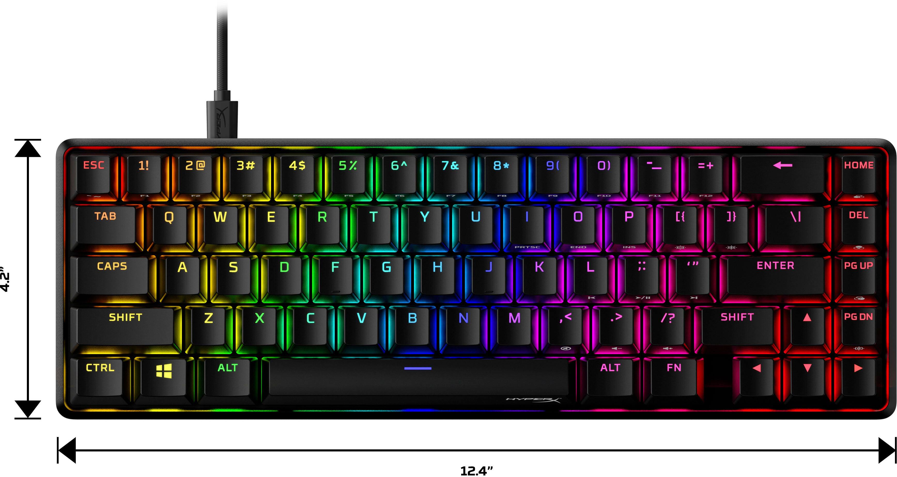 Alt View 14. HyperX - Alloy Origins 65% Compact Wired Mechanical Aqua Tactile Switch Gaming Keyboard with RGB Lighting - Black.