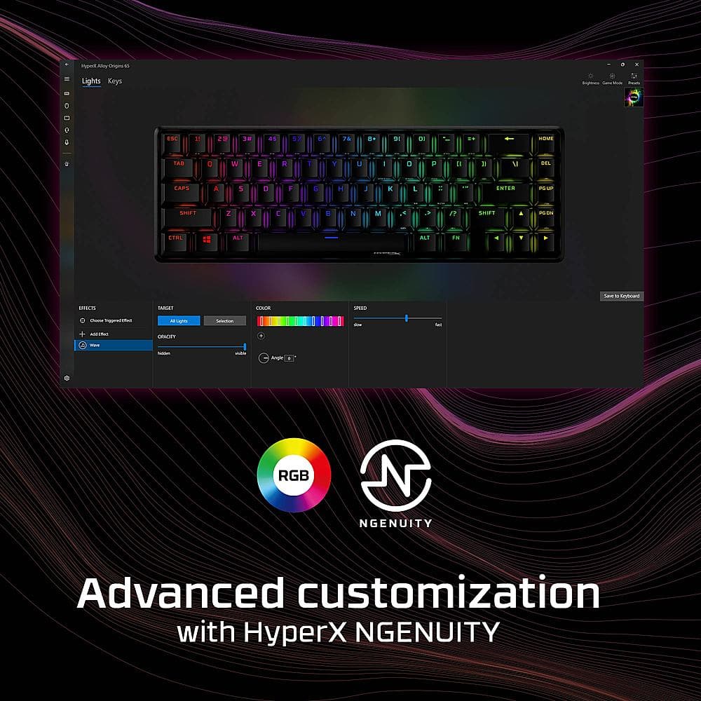 Advanced customization with HyperX NGENUITY