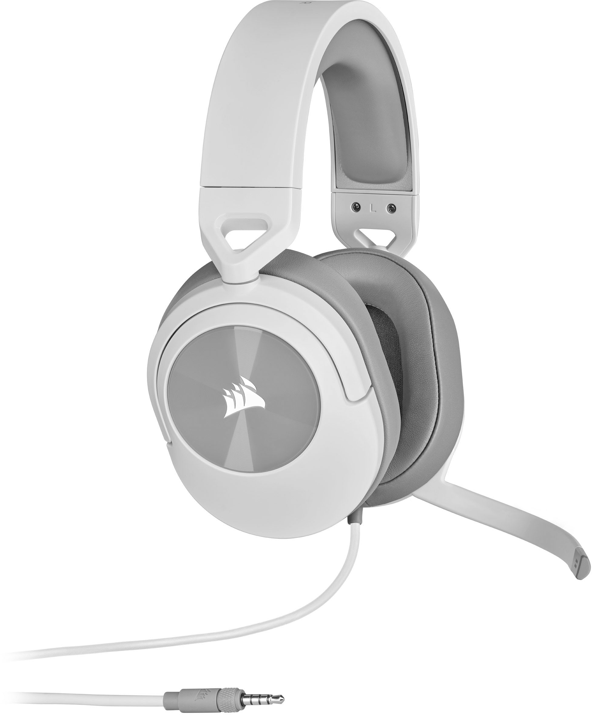 Angle View: CORSAIR - HS55 STEREO Wired Gaming Headset for PC, PS5, and PS4 with Omni-Directional Microphone - White