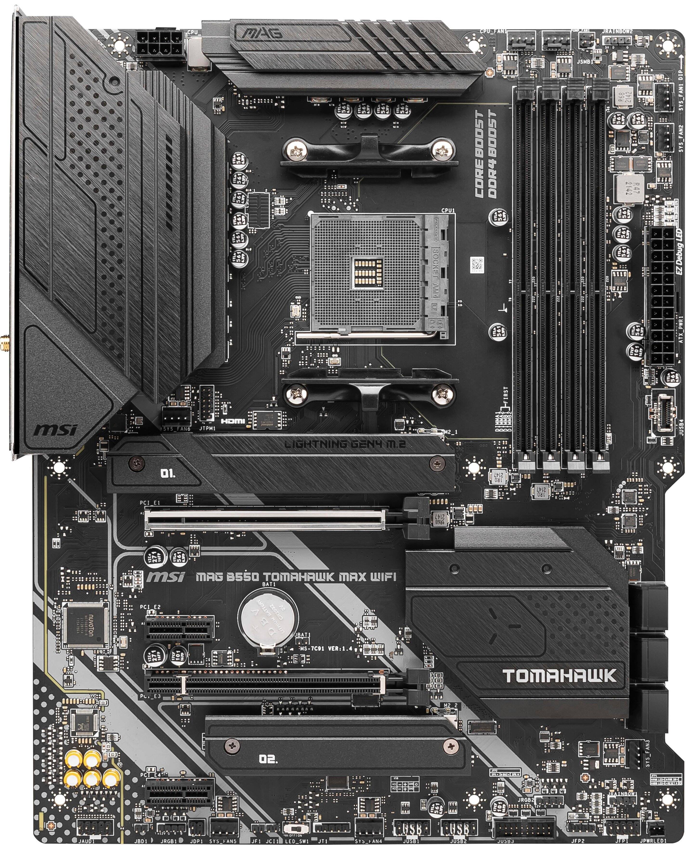 Alt View 11. MSI - B550 TOMAHAWK MAX WIFI (Socket AM4) AMD B550 ATX DDR4 Wi-Fi 6E Motherboard - Black.