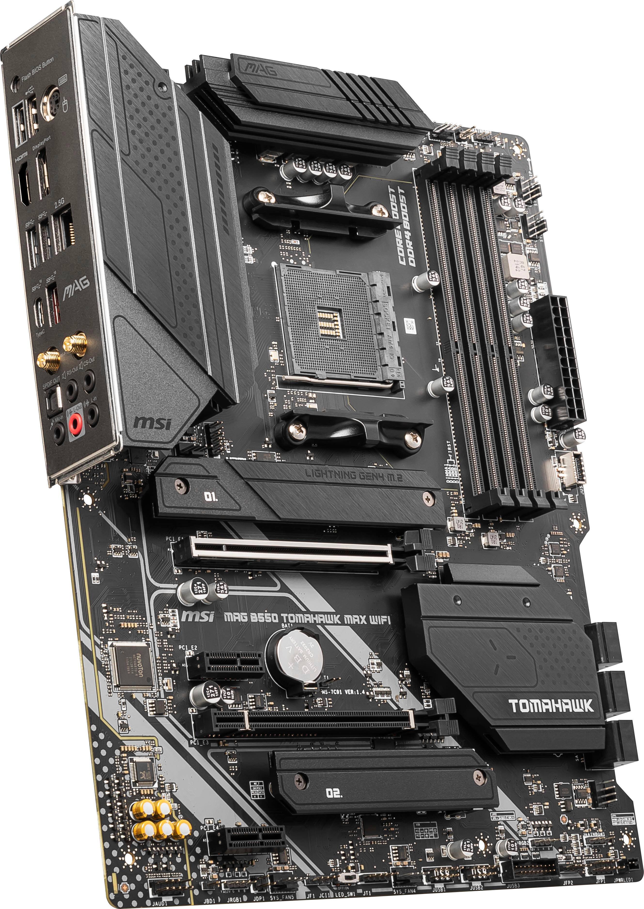 Alt View 12. MSI - B550 TOMAHAWK MAX WIFI (Socket AM4) AMD B550 ATX DDR4 Wi-Fi 6E Motherboard - Black.