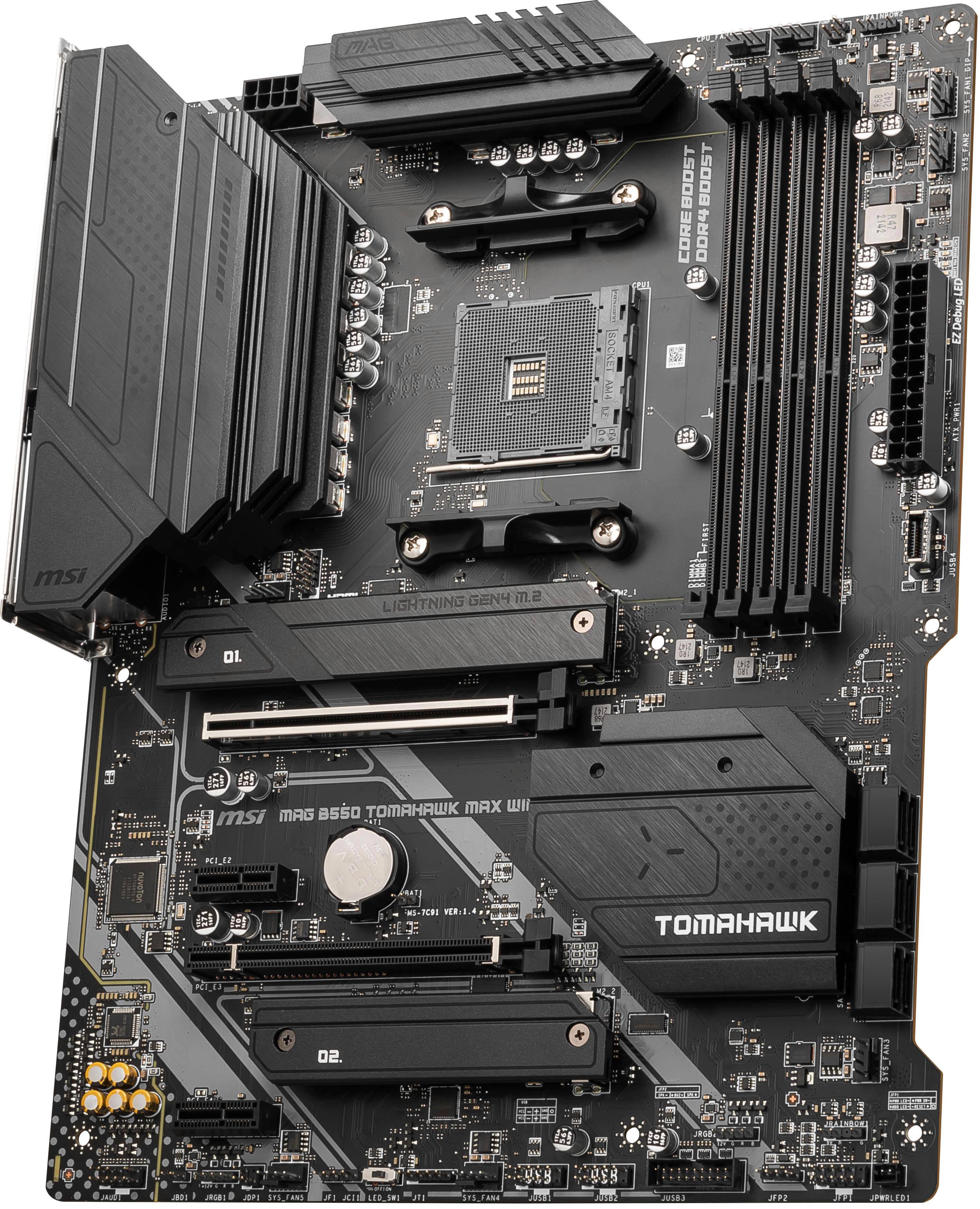 Alt View 13. MSI - B550 TOMAHAWK MAX WIFI (Socket AM4) AMD B550 ATX DDR4 Wi-Fi 6E Motherboard - Black.