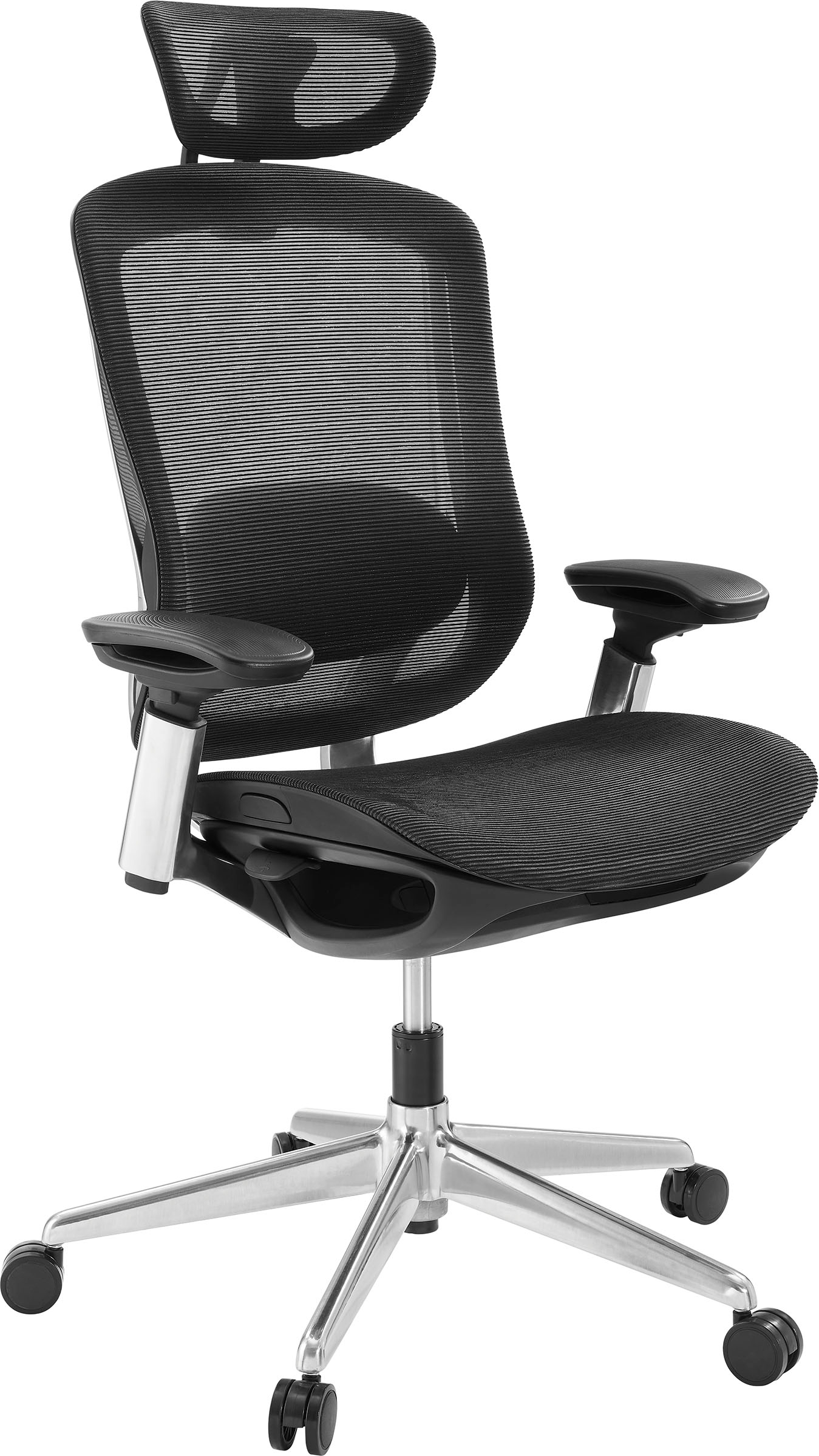 Angle View: Insignia™ - High Back Executive Ergonomic Chair with Adjustable Headrest - Black