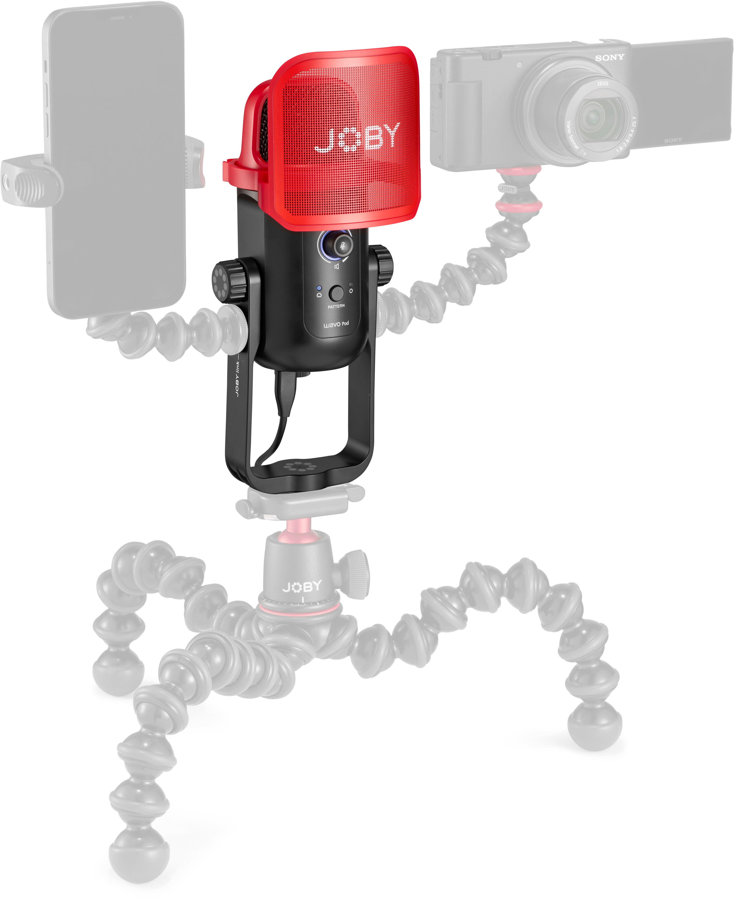 Angle View: JOBY - Wavo Pod Wired USB Microphone Vlogging Kit
