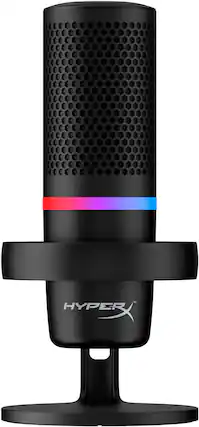 Front. HyperX - Duocast Wired Cardioid Omnidirectional USB Condenser Microphone - Black.