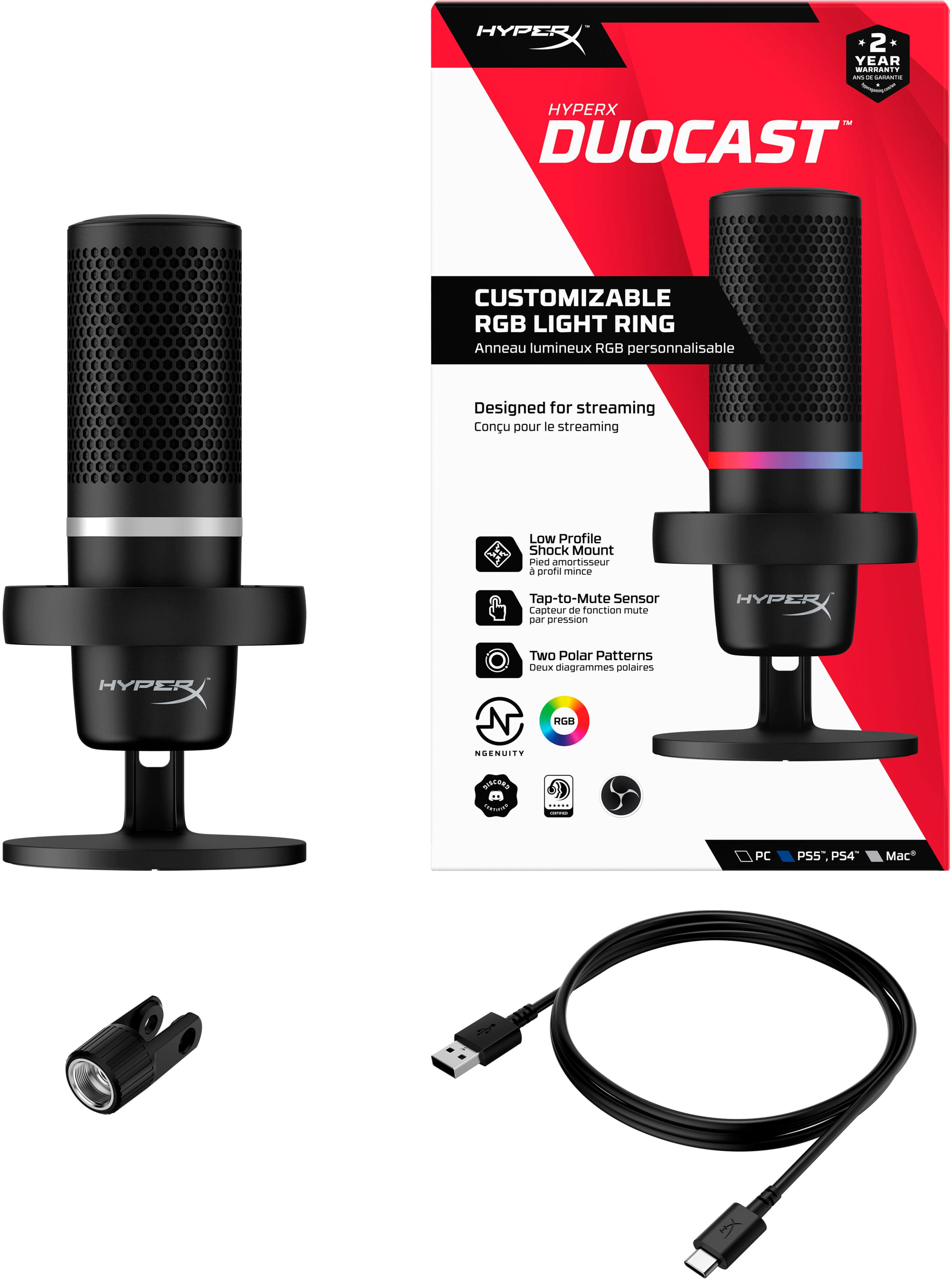 Best Buy: HyperX QuadCast Wired Multi-Pattern USB Electret Condenser  Microphone 4P5P6AA/HX-MICQC-BK