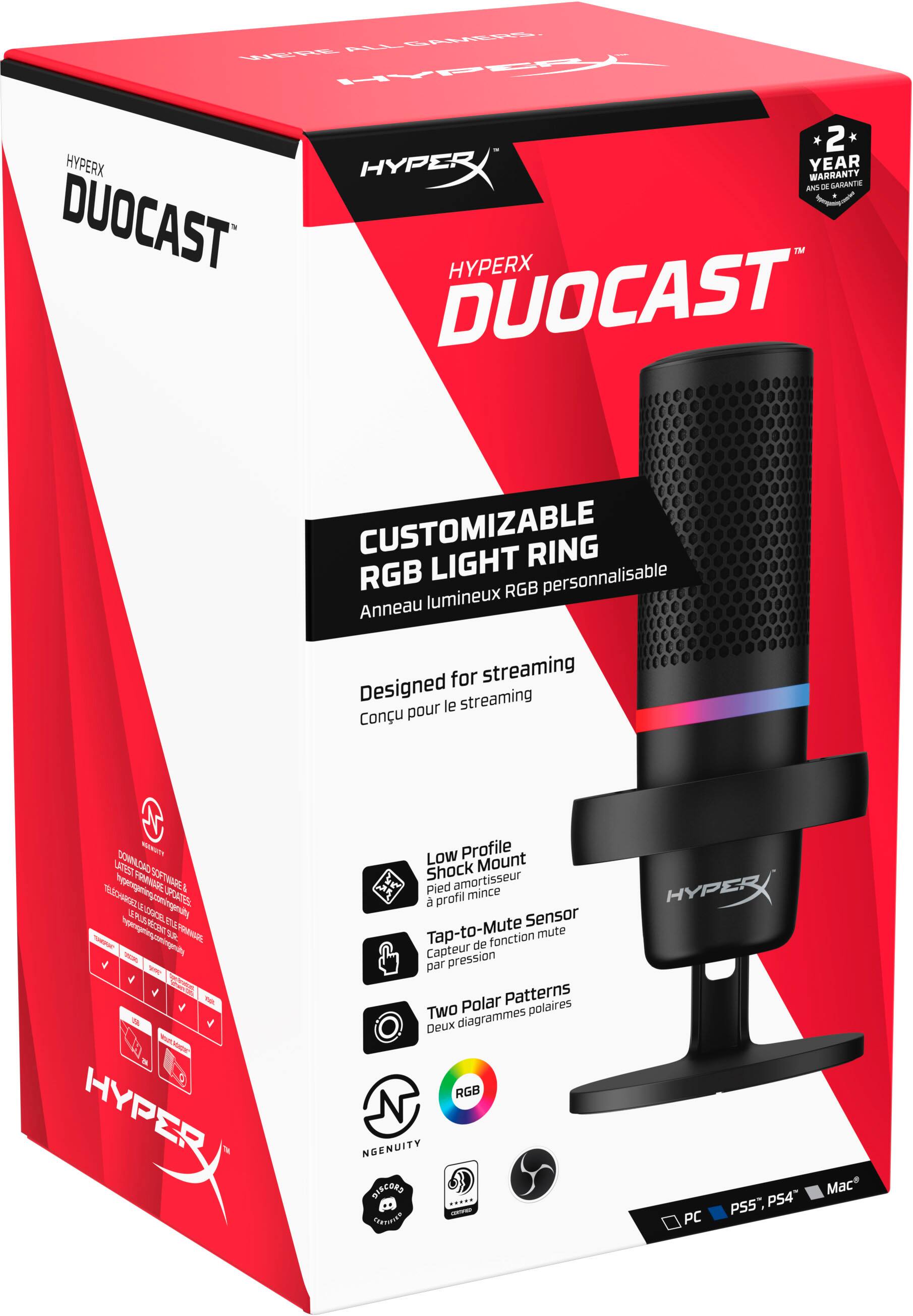 Alt View 16. HyperX - Duocast Wired Cardioid Omnidirectional USB Condenser Microphone - Black.