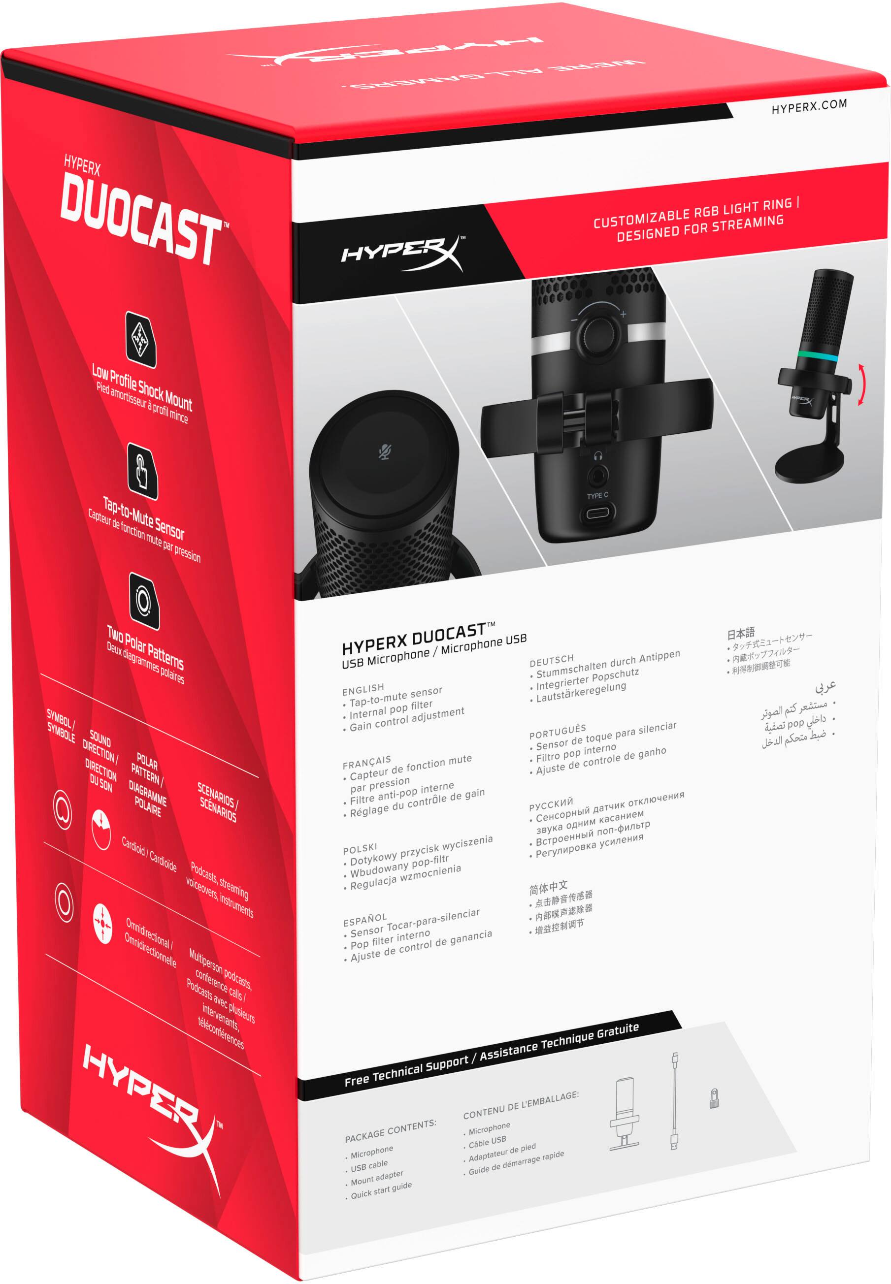 Alt View 17. HyperX - Duocast Wired Cardioid Omnidirectional USB Condenser Microphone - Black.