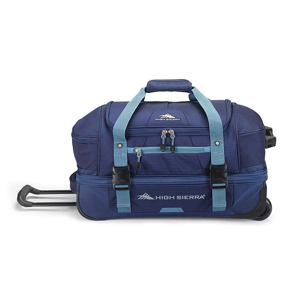 High Sierra Fairlead Drop Bottom Wheeled Duffel Bag, Blue, 22 in