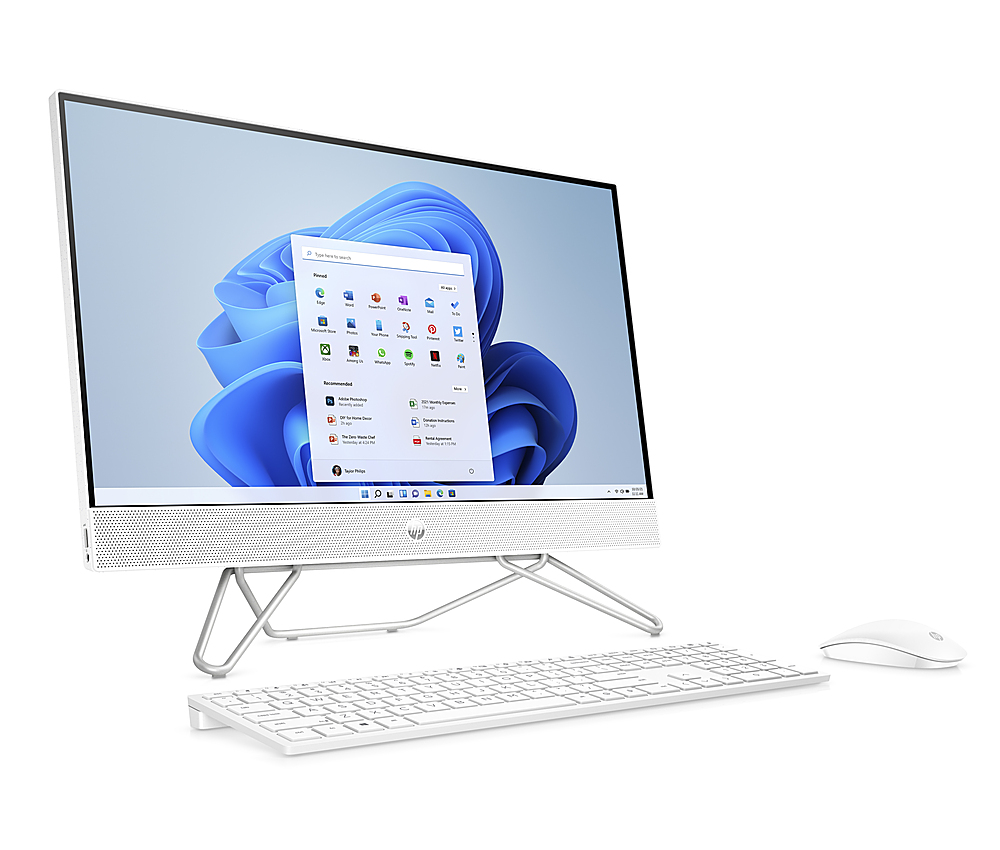 Left View: HP - 23.8" Touch-Screen All- In-One - Intel Core i7-1255U - 16GB Memory - 512GB SSD - Starry white