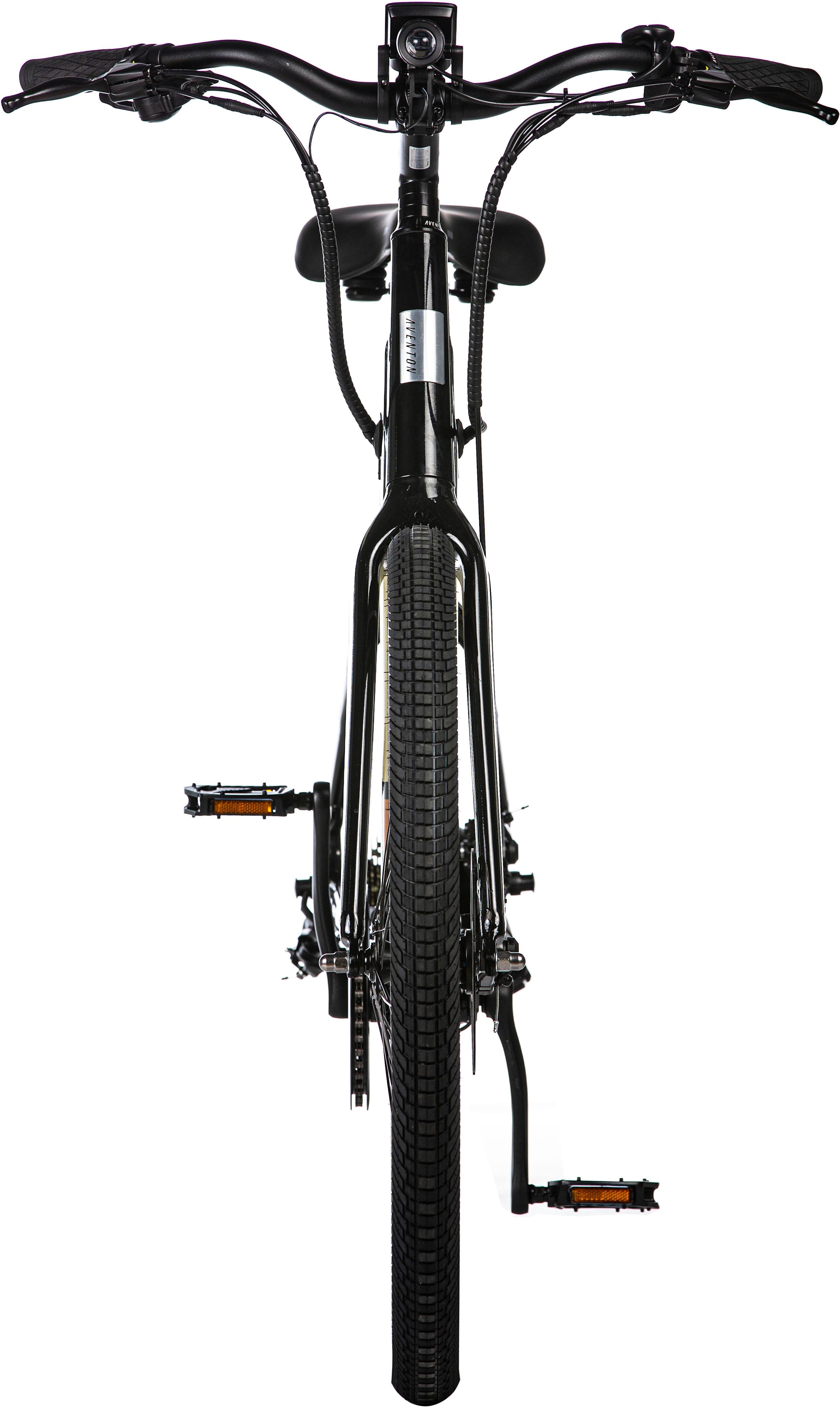 Left View: Aventon - Pace 350.2 Step-Over Ebike w/ 40 mile Max Operating Range and 20 MPH Max Speed - Large - Midnight Black