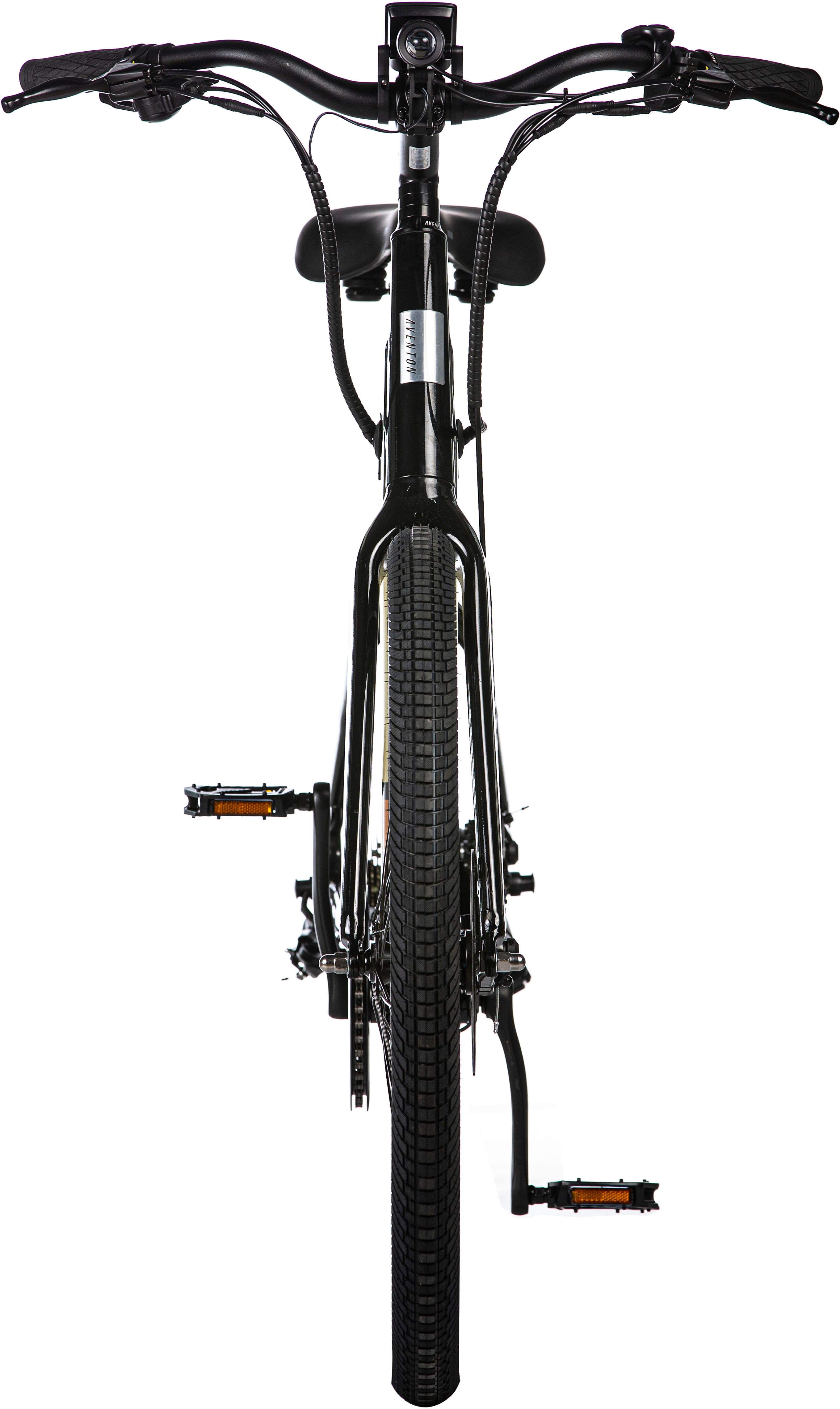 Left View: Aventon - Pace 350.2 Step-Over Ebike w/ 40 mile Max Operating Range and 20 MPH Max Speed - Regular - Midnight Black