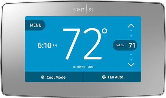 Front Zoom. Emerson - Sensi Touch Smart Programmable Wi-Fi Thermostat- Works with Alexa, C-Wire Required - Silver.