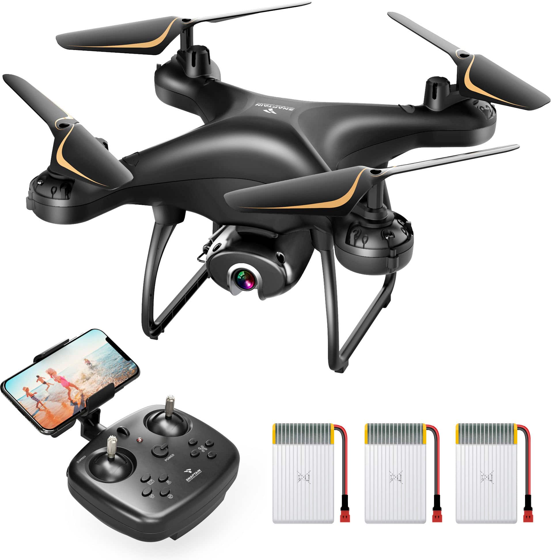 Front. Snaptain - SP680 2.7k Drone with Remote Control - Black.