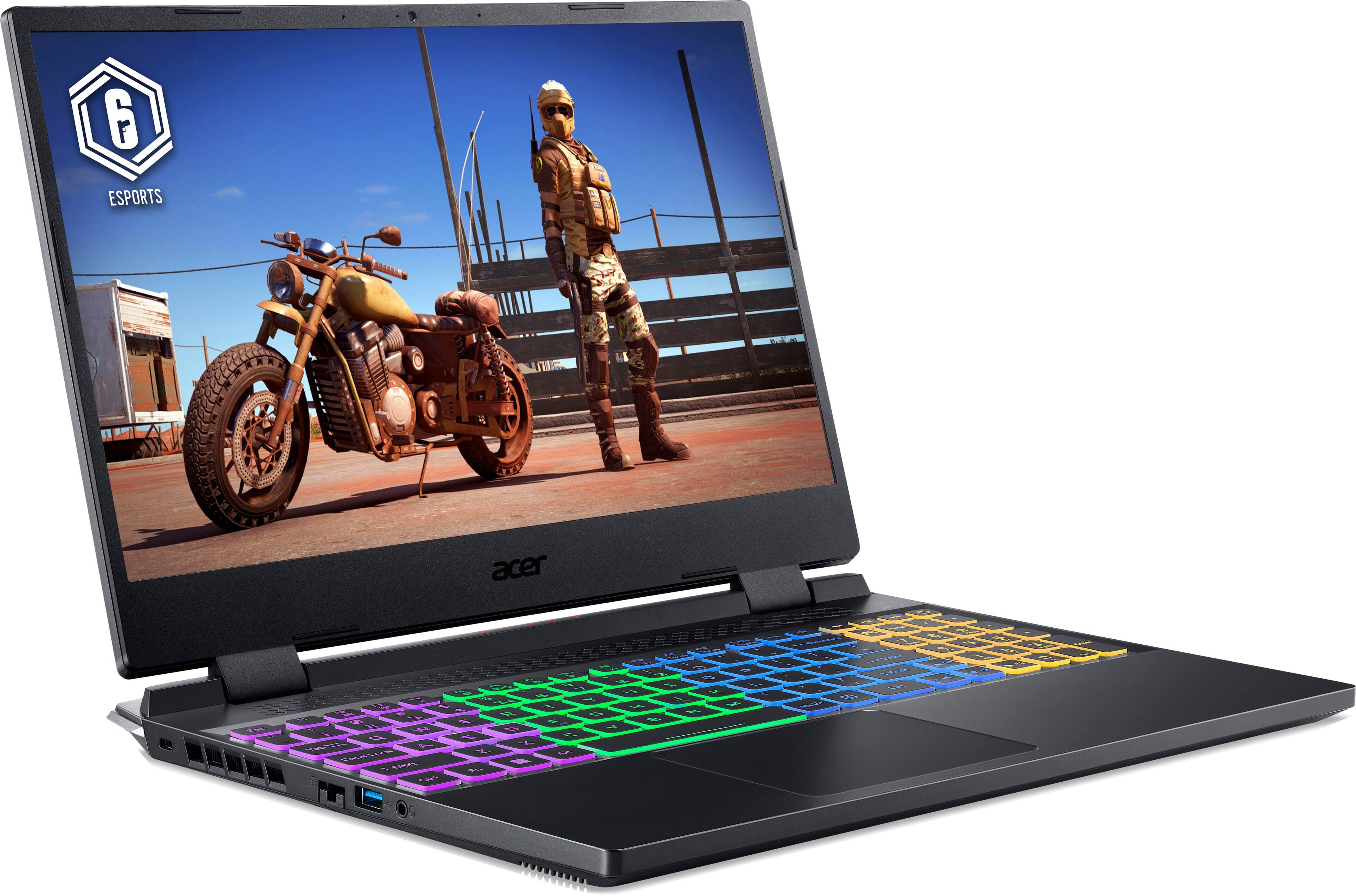 Front. Acer - Nitro 5 - 15.6" FHD Gaming Laptop – Intel Core i5 – NVIDIA GeForce RTX 3050 Ti - 16GB DDR4 - 512GB Gen 4 SSD - Black - Obsidian Black.