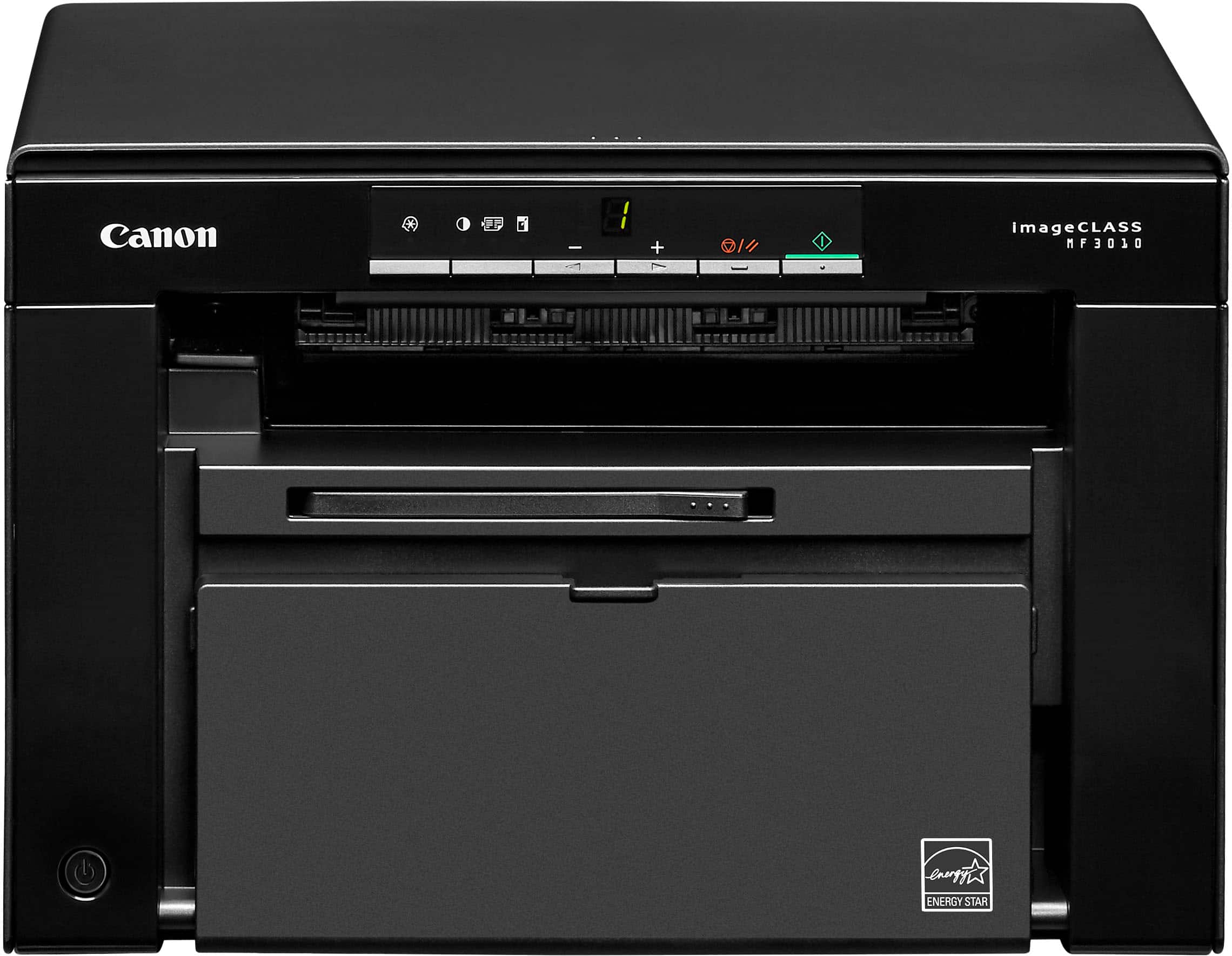 Front. Canon - imageCLASS MF3010VP Wired Black-and-White All-In-One Laser Printer - Black.