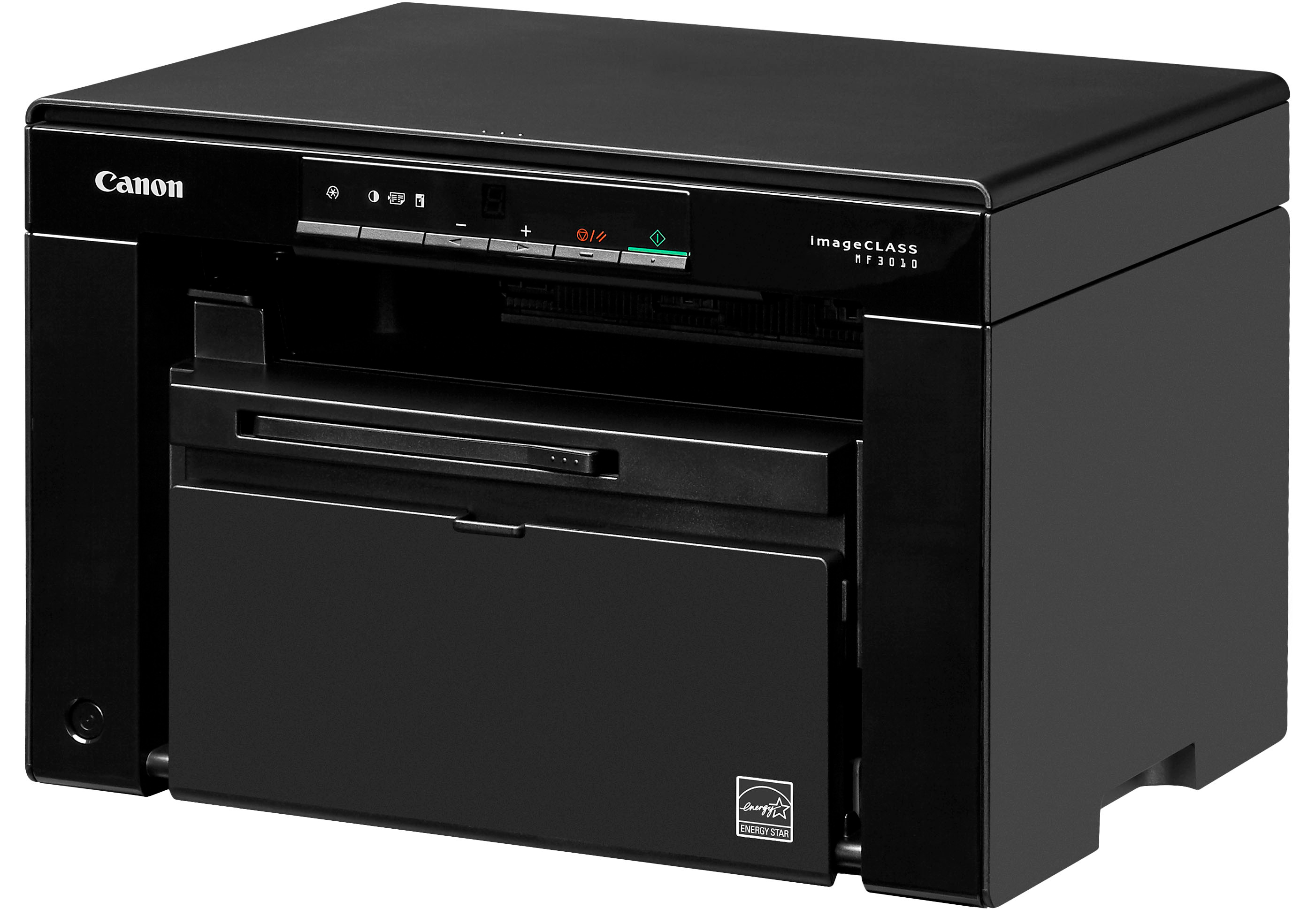 Left View: Canon - imageCLASS MF3010VP Wired Black-and-White All-In-One Laser Printer - Black
