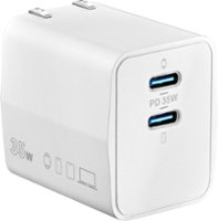 Insignia™ - 35W Foldable Compact Dual USB-C Port Wall Charger for iPhone, iPad, MacBook Air, Samsung Smartphones, Tablets and More - White - Front_Zoom