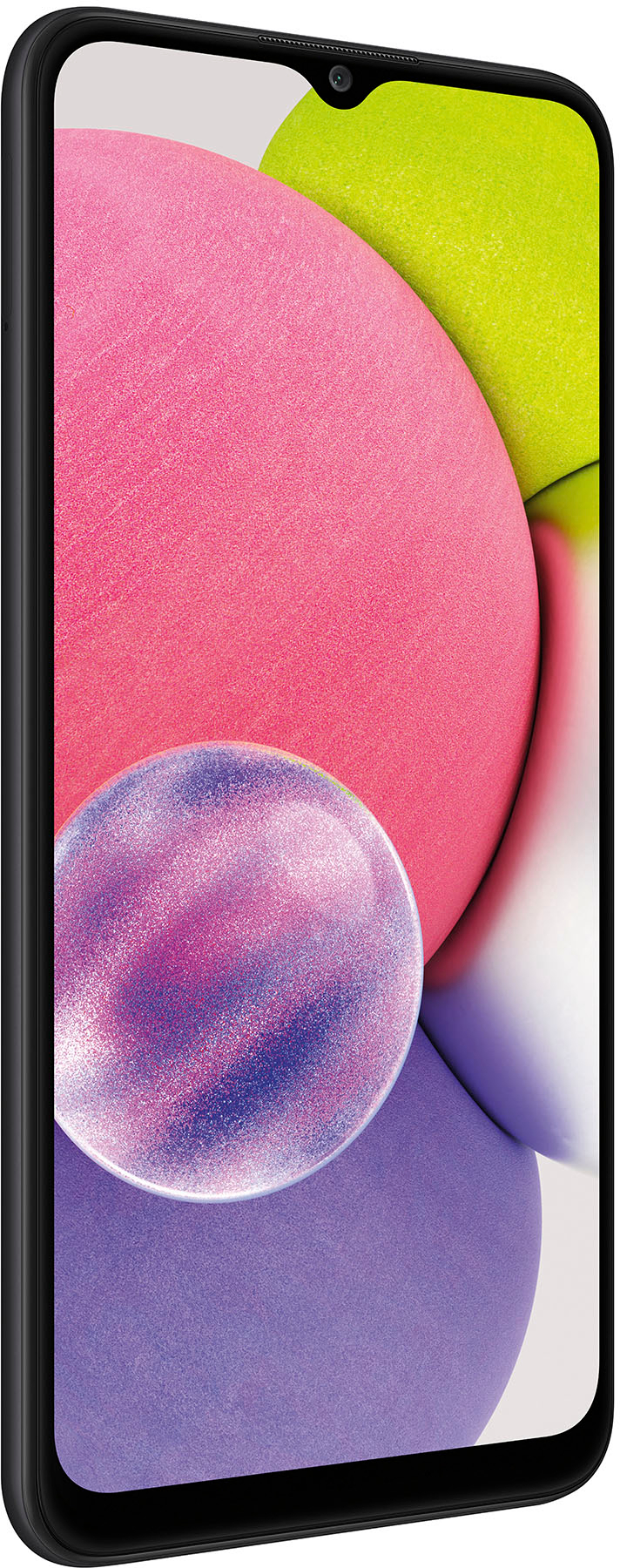 Angle View: Boost Mobile Samsung A03, 32GB, Black- Prepaid Smartphone