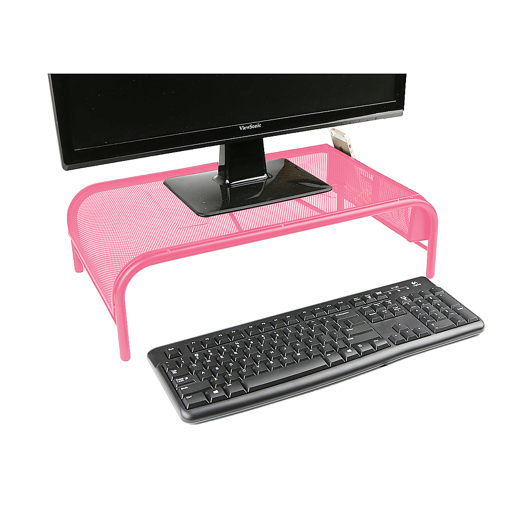 Angle View: Mind Reader - Mesh Monitor Stand - Pink