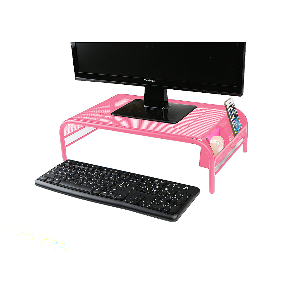 Left View: Mind Reader - Mesh Monitor Stand - Pink