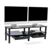 Mind Reader - Dual Monitor Stand, Storage Shelf, Desktop Organizer, Riser, Office, 38.5"L x 11"W x 10.5-12.5"H - Black