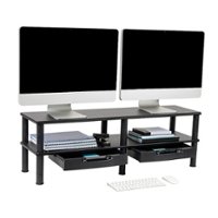 Mind Reader - 2-Tier Monitor Stand with Drawer - black - Front_Zoom