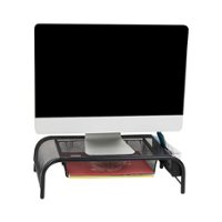 Mind Reader - Mesh Monitor Stand with Drawer - black - Front_Zoom