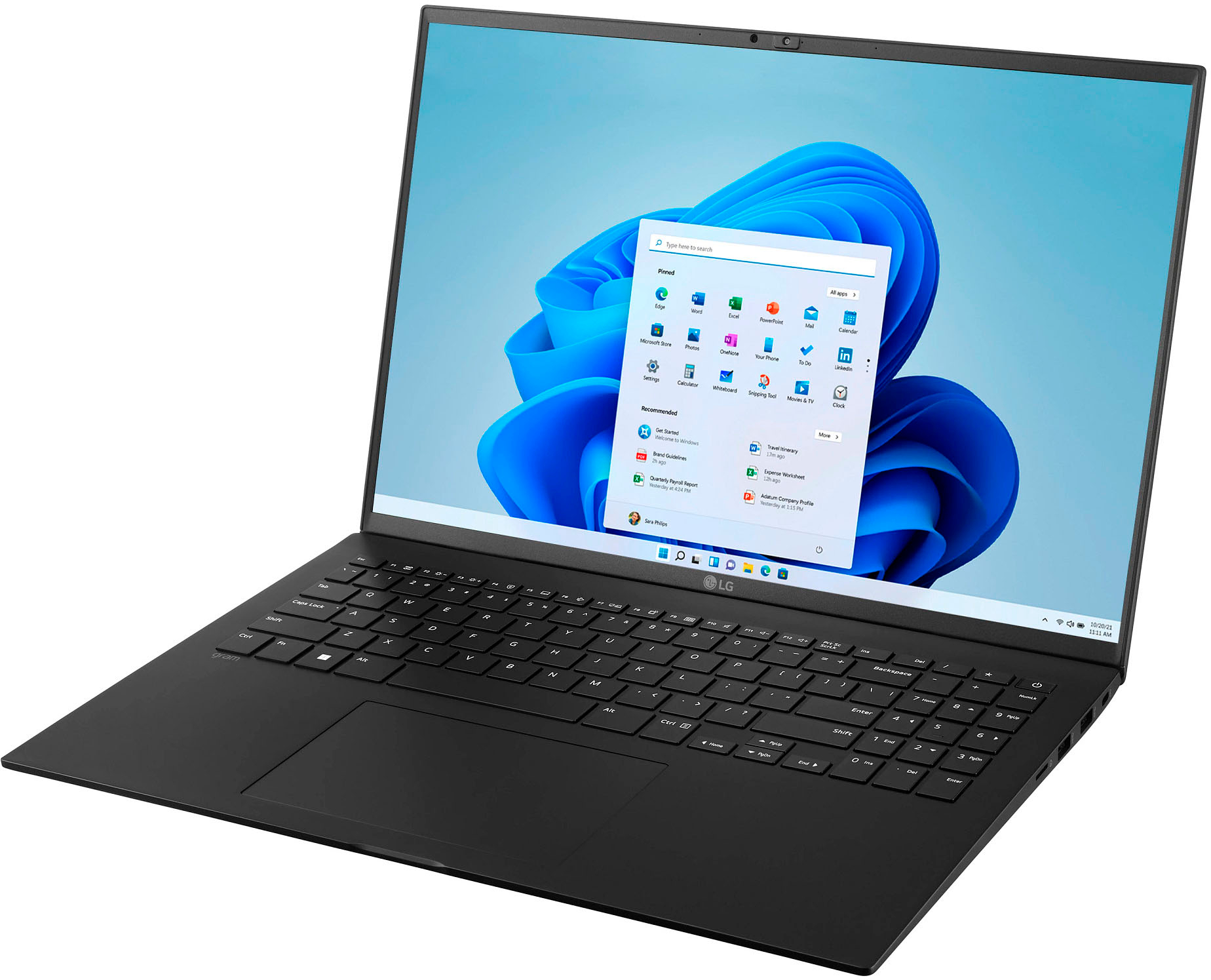 Angle View: LG - gram 16” Ultra lightweight Laptop - Intel Evo Platform 12th Gen Intel Core i7 - 16GB RAM - 1TB NVMe SSD