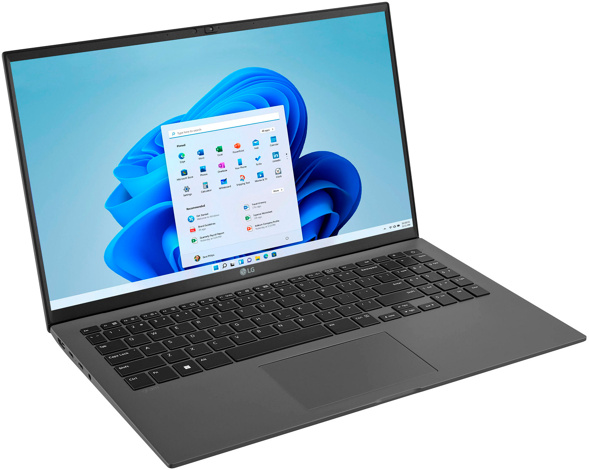 Left View: LG - gram 17” Ultra lightweight Laptop - Intel Evo Platform 12th Gen Intel Core i7 - 32GB RAM - 2TB NVMe SSD
