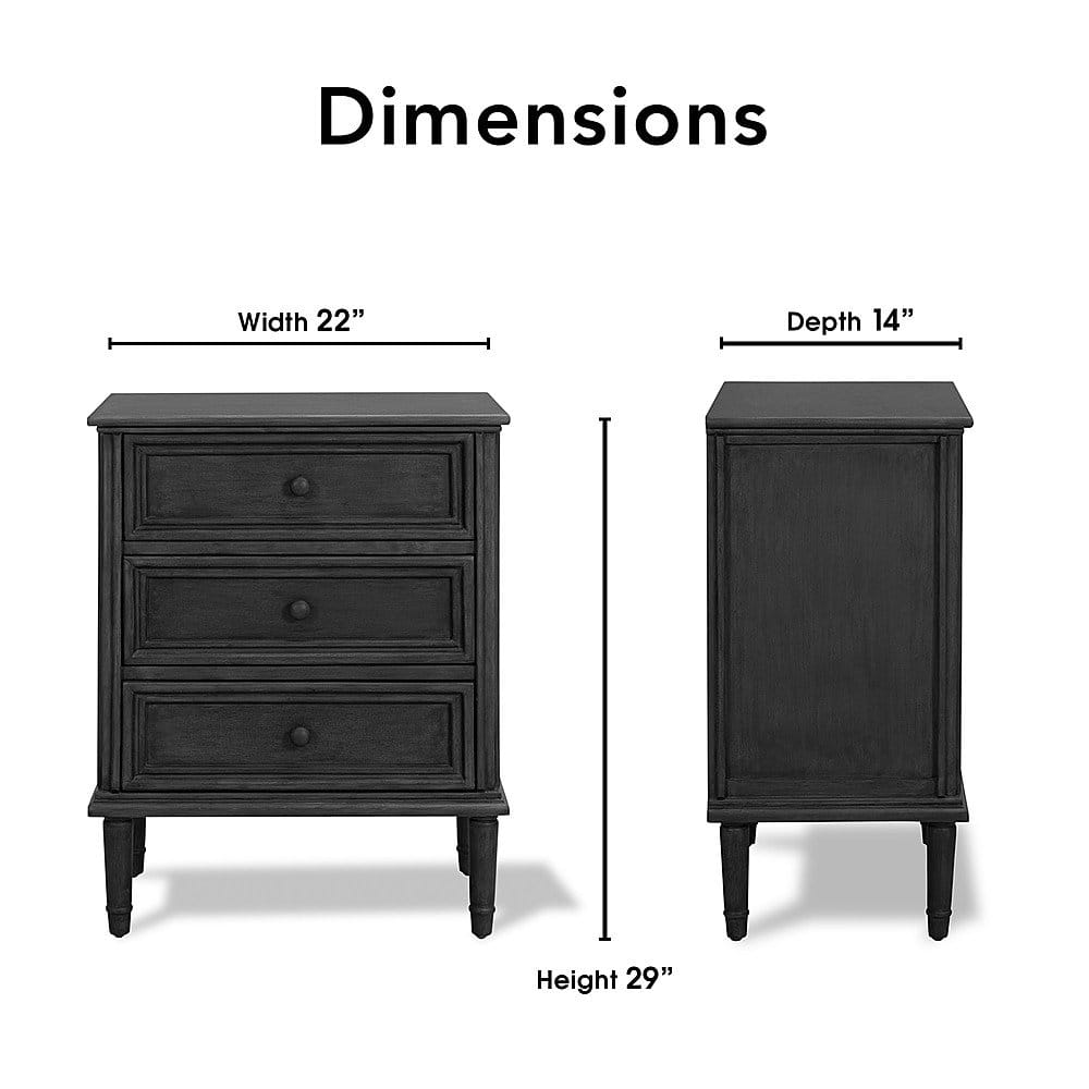 Left View: Finch - Webster 3-Drawer Storage Cabinet - Dark Gray