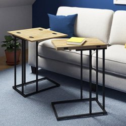 Serta - Harton Rustic Expandable C Side Table - Natural Wood - Front_Zoom