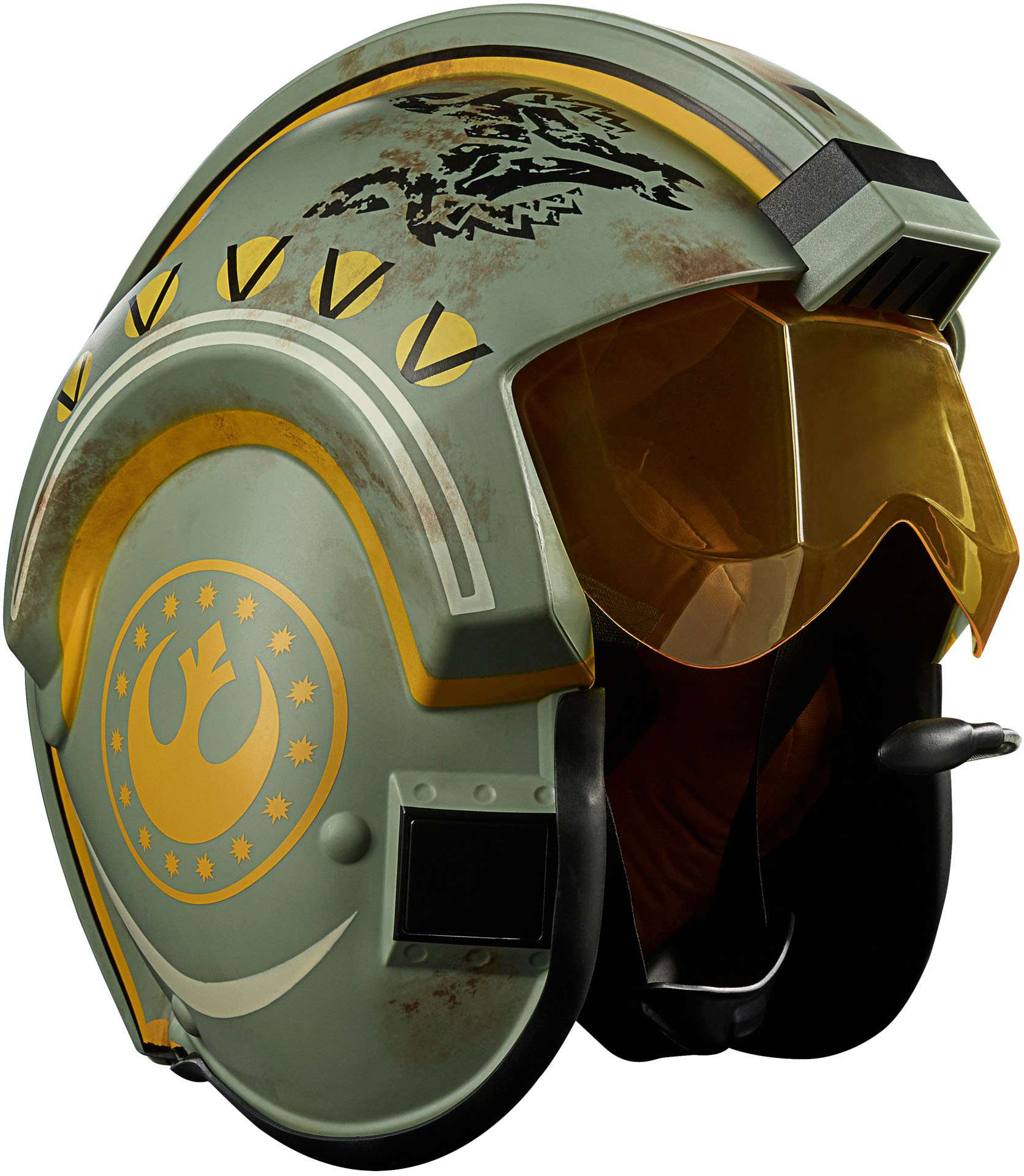 Left View: Star Wars The Black Series Trapper Wolf Electronic Helmet