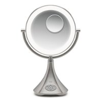 iHome - LUX PRO Rechargeable Vanity Speaker with Bluetooth, Speakerphone, and USB Charging - Silver/Nickel - Front_Zoom