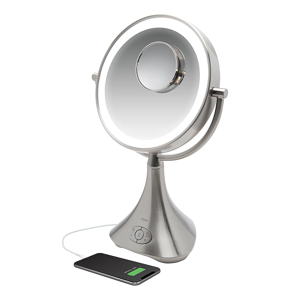 ihome silver rechargeable vanity mirror