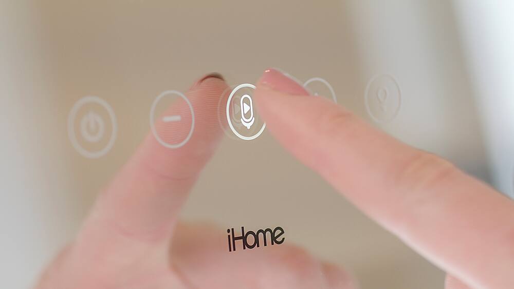 Alt View 15. iHome - HOLLYWOOD PRO Vanity Stereo Speaker with Bluetooth, Speakerphone, USB Charging and Removable 10x Detail Mirror - Silver/Nickel.