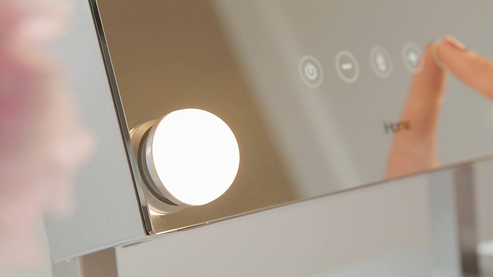 Alt View 16. iHome - HOLLYWOOD PRO Vanity Stereo Speaker with Bluetooth, Speakerphone, USB Charging and Removable 10x Detail Mirror - Silver/Nickel.