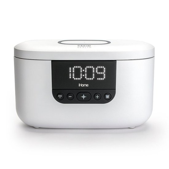 iHome – POWERUVC II ULTRA – 360° UV-C Sanitizer Alarm Clock with Wireless Charging and USB Charging – White