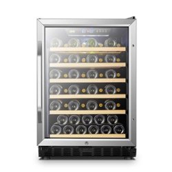 Lanbo - 24 Inch 51 Bottle Wine Fridge with Single Temperature Zone and Smooth Rolling Shelves - Black - Front_Zoom