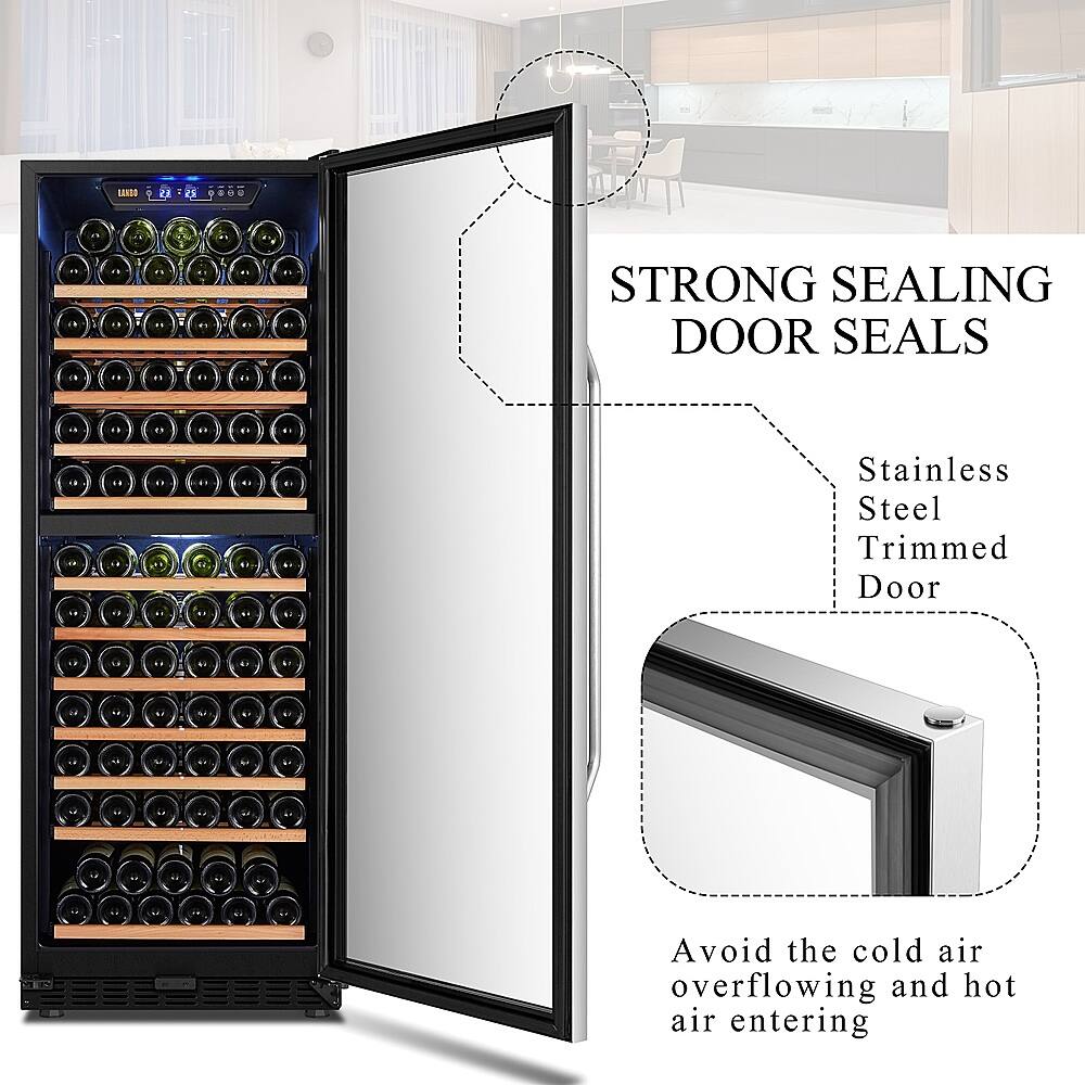 Lanbo 24 Inch 138 Bottle Dual Zone Wine Cooler with Precision Digital