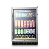 Lanbo - Built-In Refrigeration 110 Cans (12 oz.) Convertible Beverage Refrigerator with Wine Storage - Black - Front_Zoom
