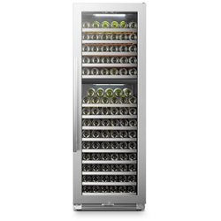 LanboPro - Built-in or Freestanding 24 Inch 153 Bottle Dual Zone Wine Cooler with Fashionable Seamless Stainless Steel Door - Black - Front_Zoom