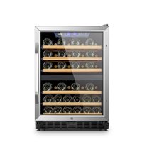 Lanbo - 44 Bottle Compressor Dual Zone Wine Refrigerator with Recessed Interior LED Lighting - Black - Front_Zoom