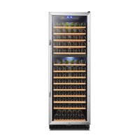 Lanbo - Built-in or Freestanding 24 Inch 154 Bottle Dual Zone Wine Cooler with Fashionable Seamless Stainless Steel Door - Black - Front_Zoom