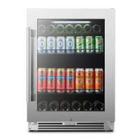 LanboPro - 24 in. 112 Can 6 Bottle Storage Capacity Beverage Refrigerator with Seamless Stainless Steel - Black - Front_Zoom